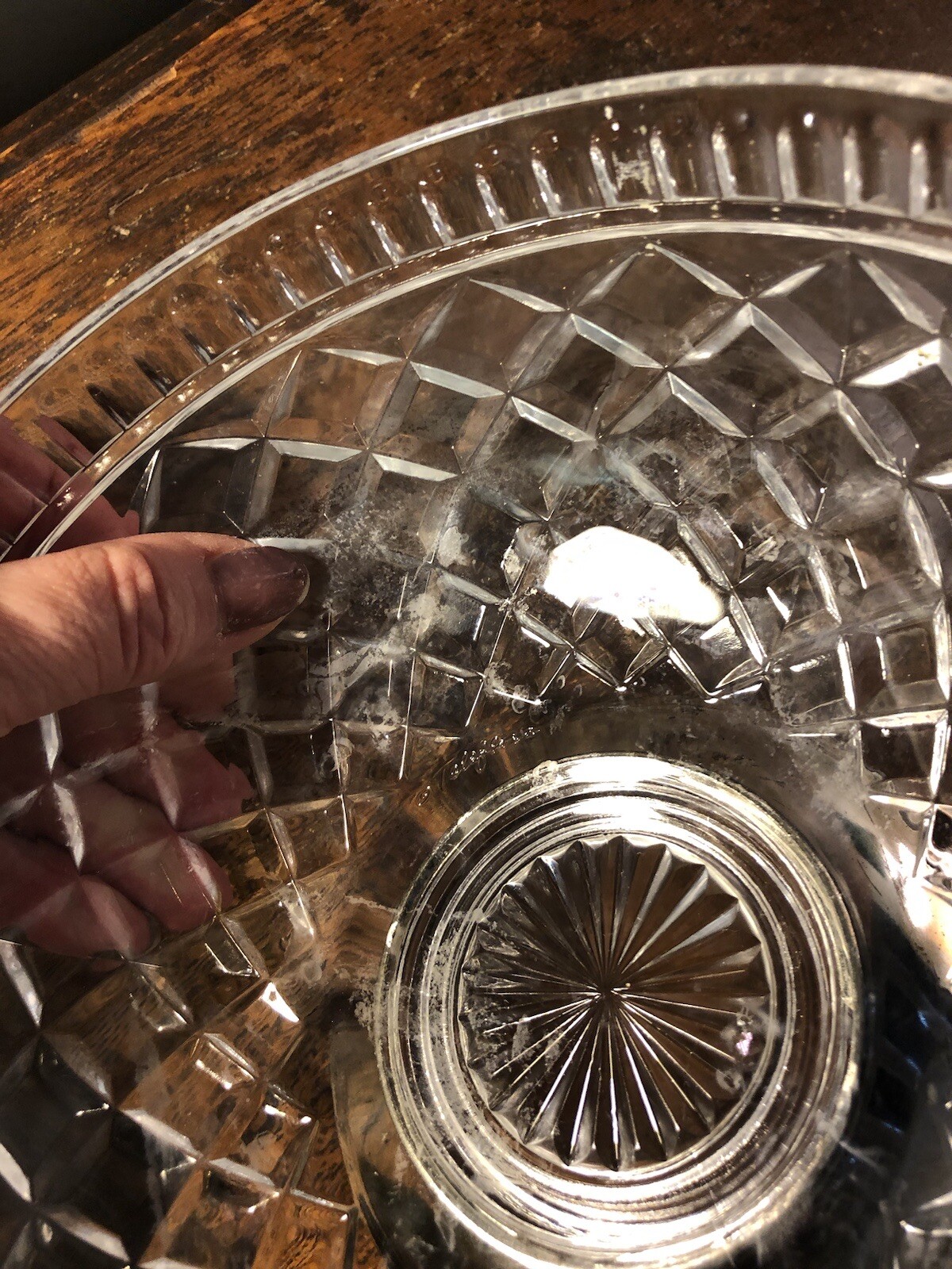 Teleflora Heavy Crystal Cut Floral Display Bowl Screw-on Silverplate Base