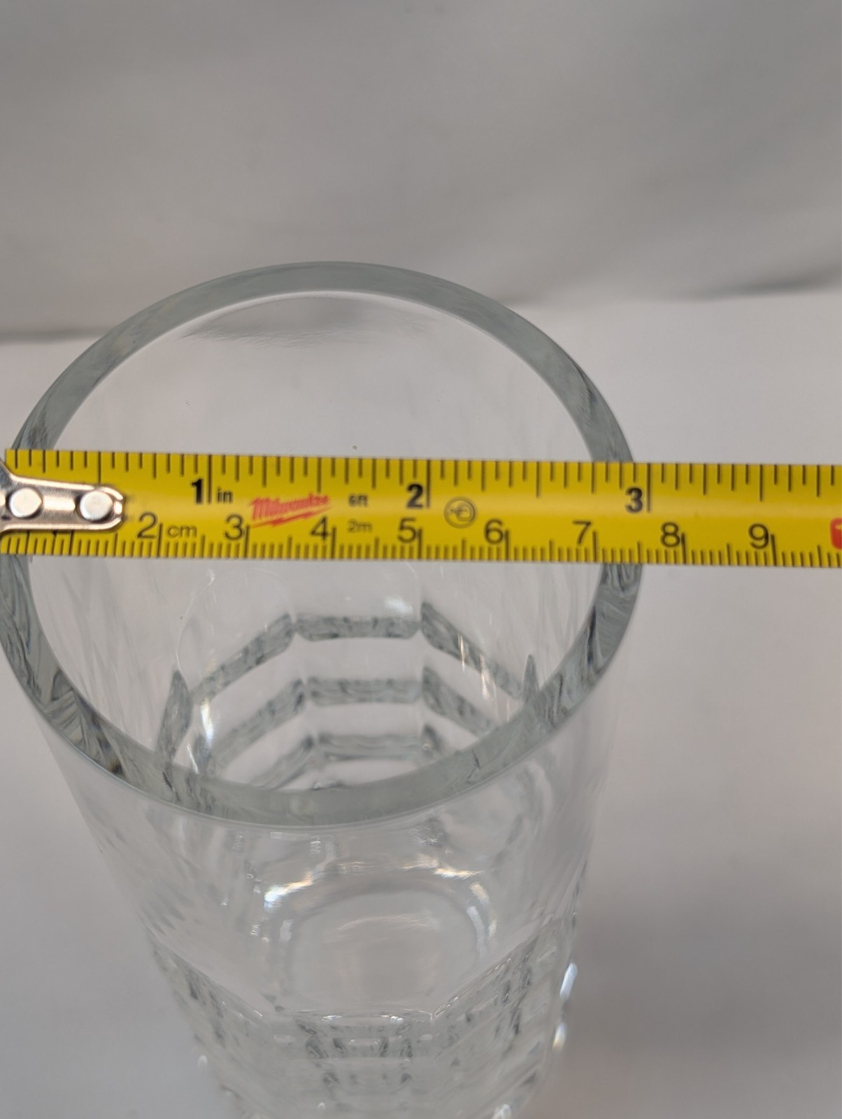 Baccarat Crystal Window Vase Cylindrical Cut Crystal Vase France 8” Signed