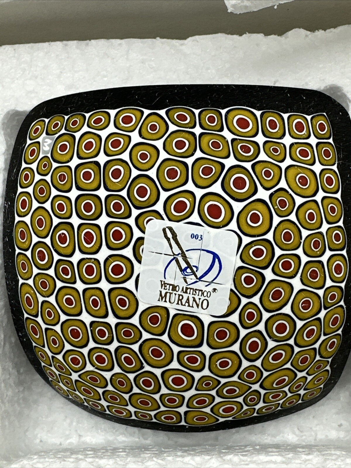 Murano Glass 3×3 Trinket Dish Italy Art Glass Color 024 w Certificate NM4