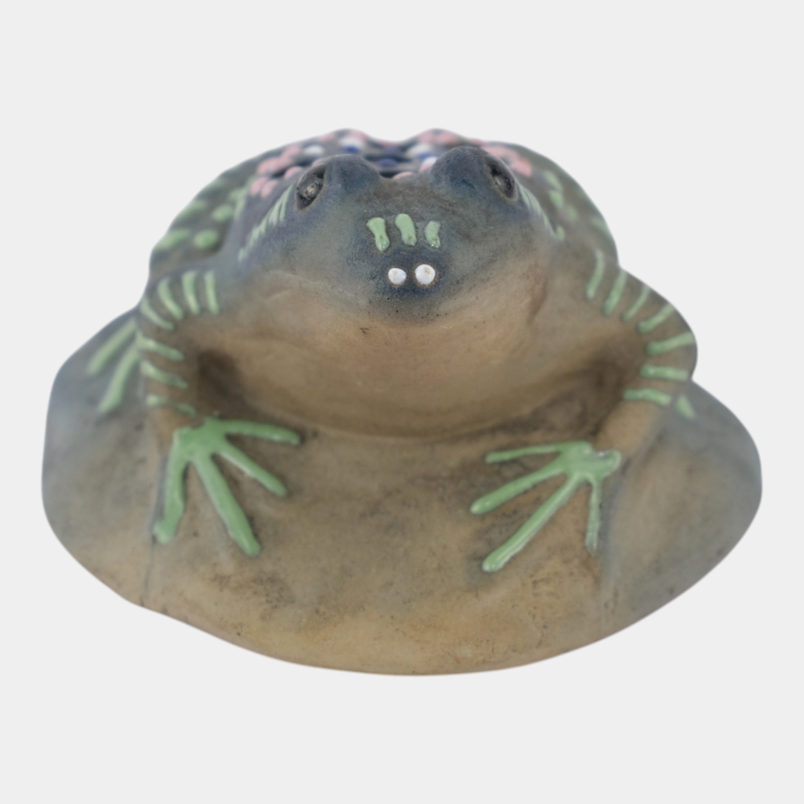 Brush McCoy Pottery Jewel Squeeze Bag Decorated Stoneware Figural Flower Frog