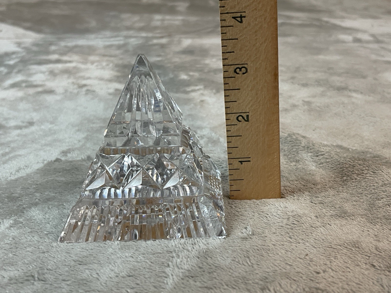 Vintage Waterford Crystal Pyramid With 3 Different Cuts Paperweight ( flaw )