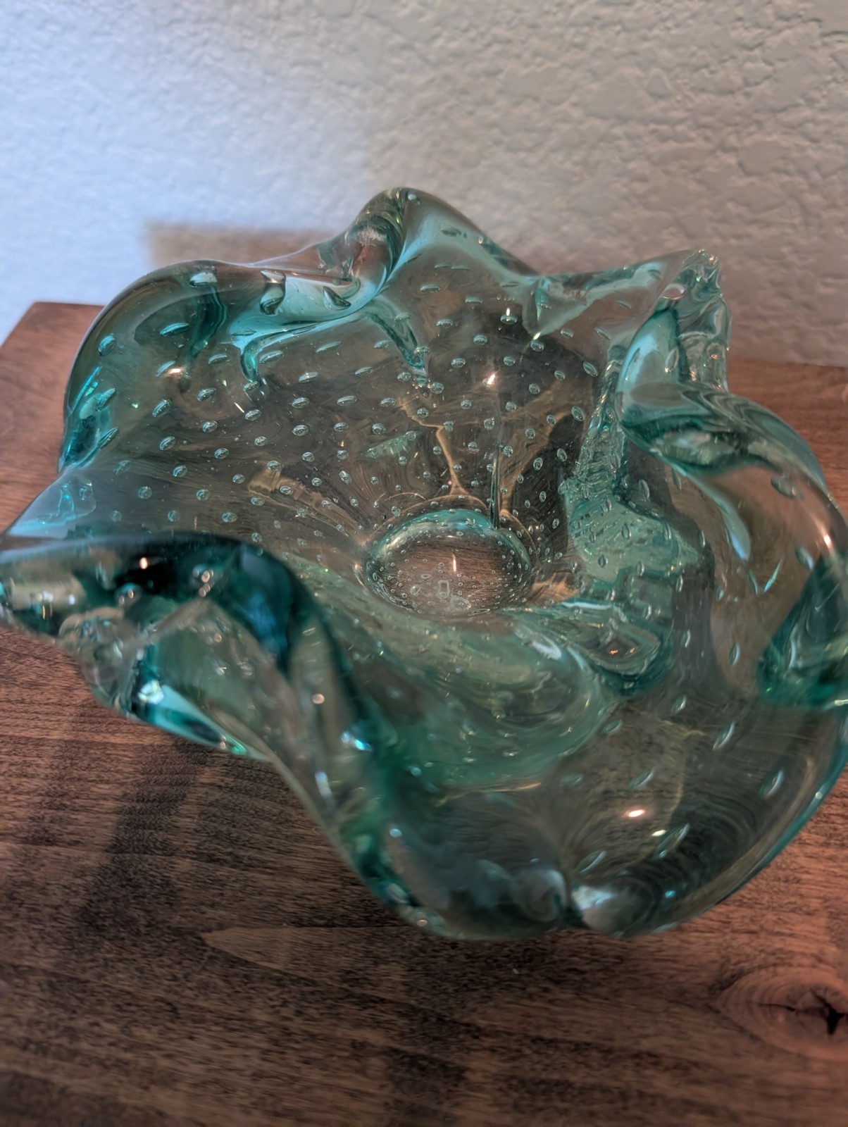 Blue Hand Blown Art Glass Decorative Candle Holder, Ash Tray