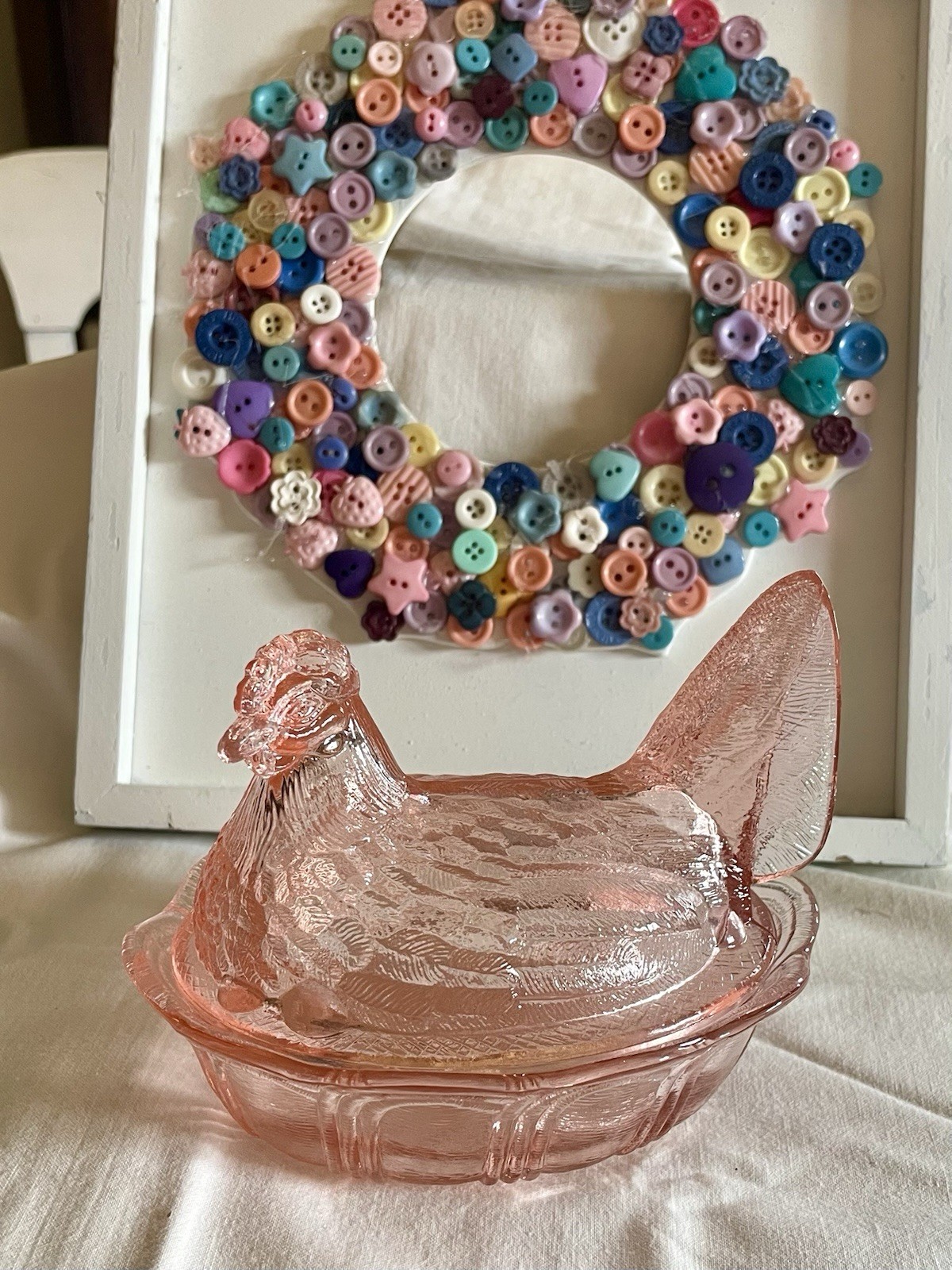 Vintage Rose Hen On Nest