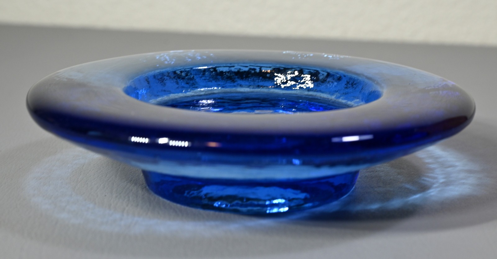 Fire & Light Art Glass Cobalt Blue Wine Bottle Coaster Candle Holder 6 3/4″