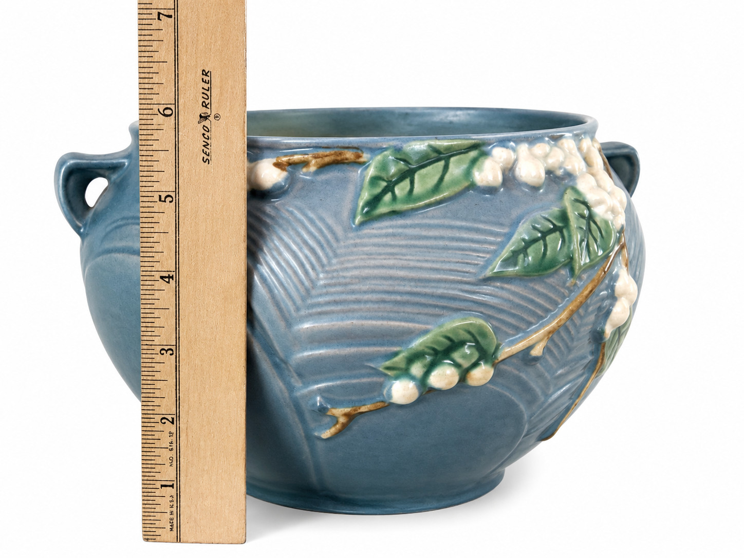 Vintage ROSEVILLE Pottery Snowberry Persian Blue JARDINIERE 5 3/4” T Planter