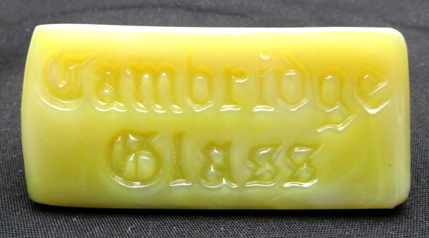 Cambridge Glass Yellow Primrose NCC Dealer Display Sign Prism Plaque Boyd Glows