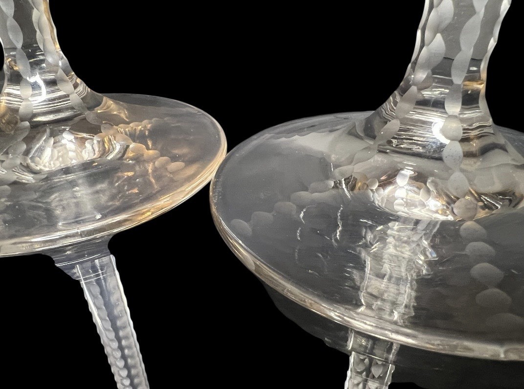 Pair Antique 12.5″ HAWKES Cut Crystal Candlesticks Honeycomb Facet Star Base