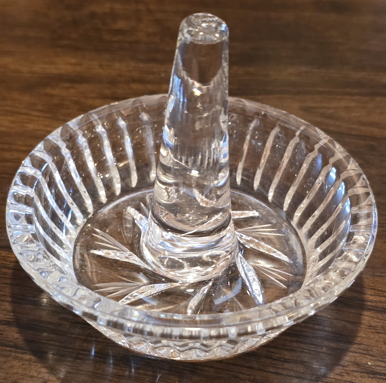 3″ Waterford Crystal Round Ring Holder Dish Vintage Starburst Sunburst Cut Glass