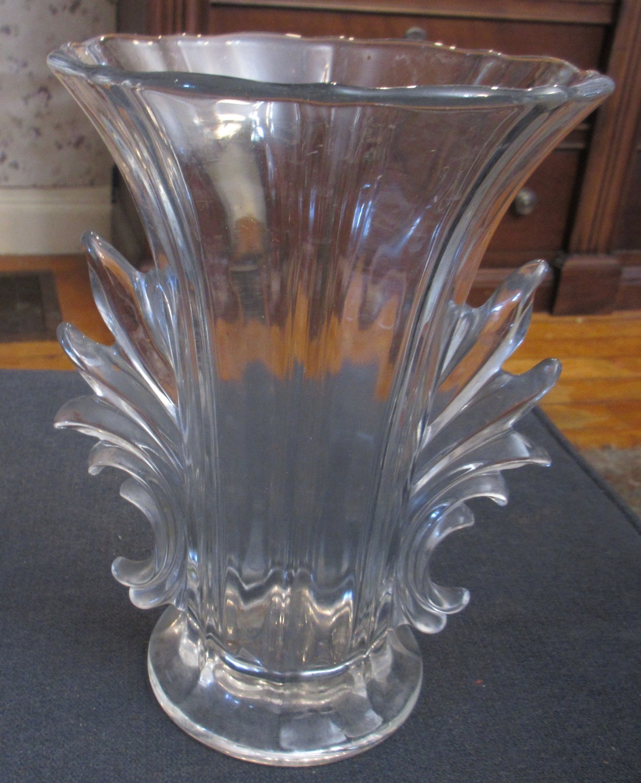 Vintage Fostoria Glass Baroque Flared Clear Flame Vase 7¾” tall