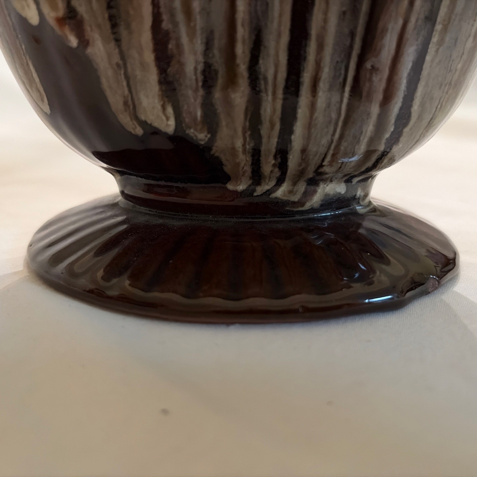 Evangeline Vase Pottery Brown Cream Drip Glaze Lava Canuck Art 6×8” Canada