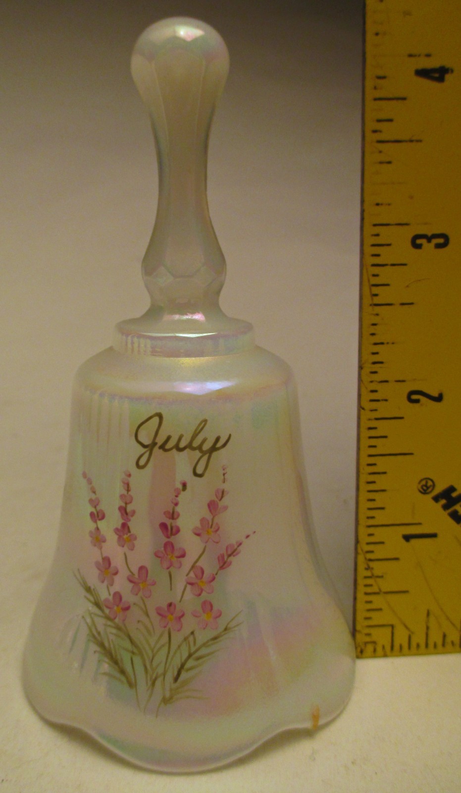 Fenton HP by Martha Reynolds Birthday Flower Petite Bell Larkspur for July