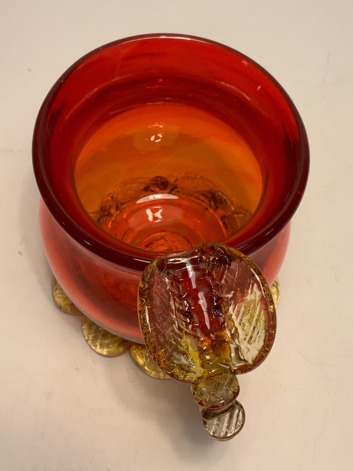 Vintage 1970s Jerzy Stuczan-Orkusz Hand Blown Polish Glass Dragon Vase 5.5 in.