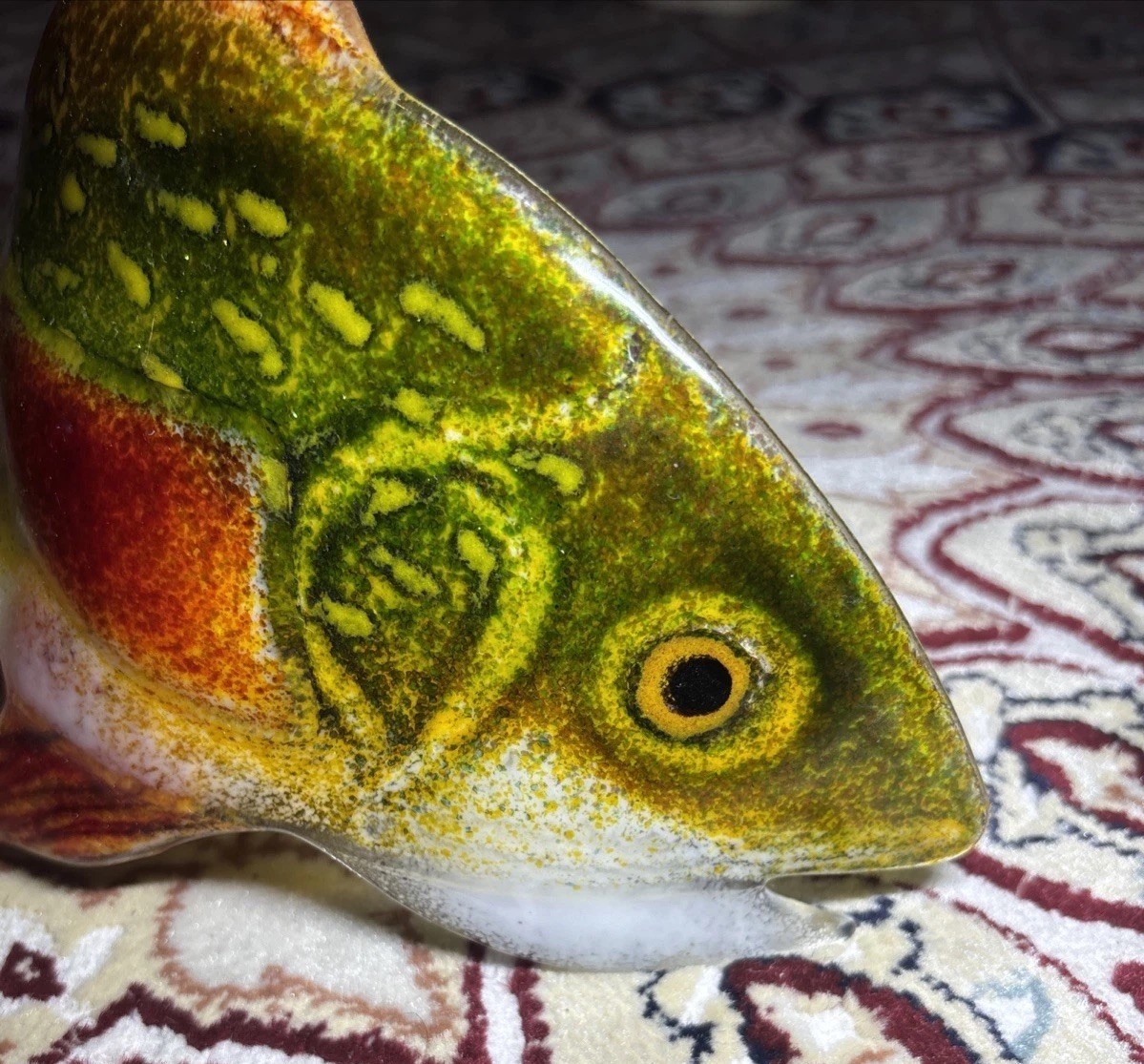FUSED GLASS Curved Fish Kiln Art Mackerel Figurine! Multicolor