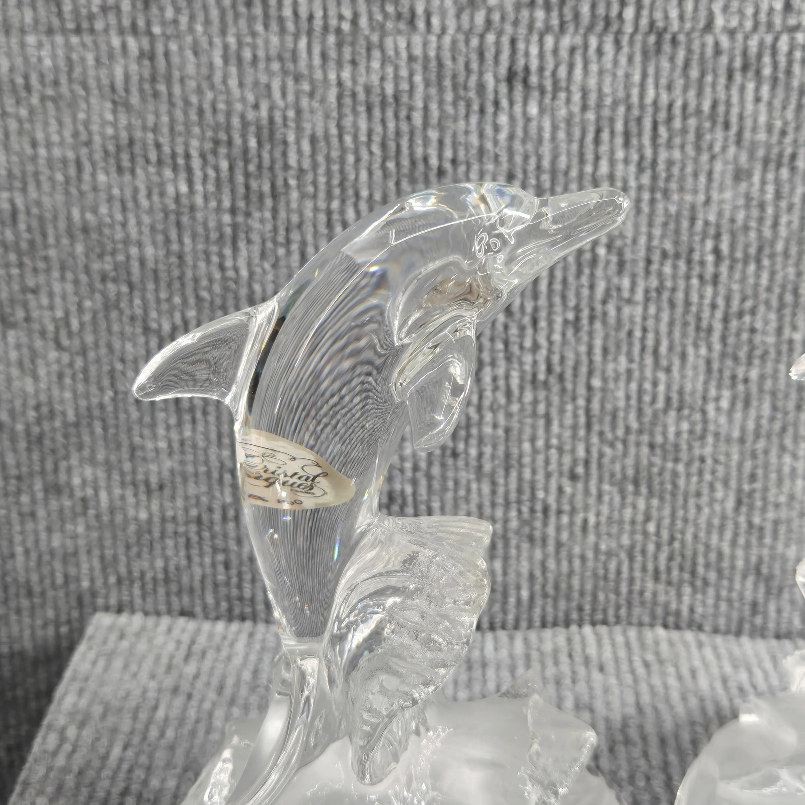 Cristal d’Arques France Dolphin Figurine Pair Lead Crystal