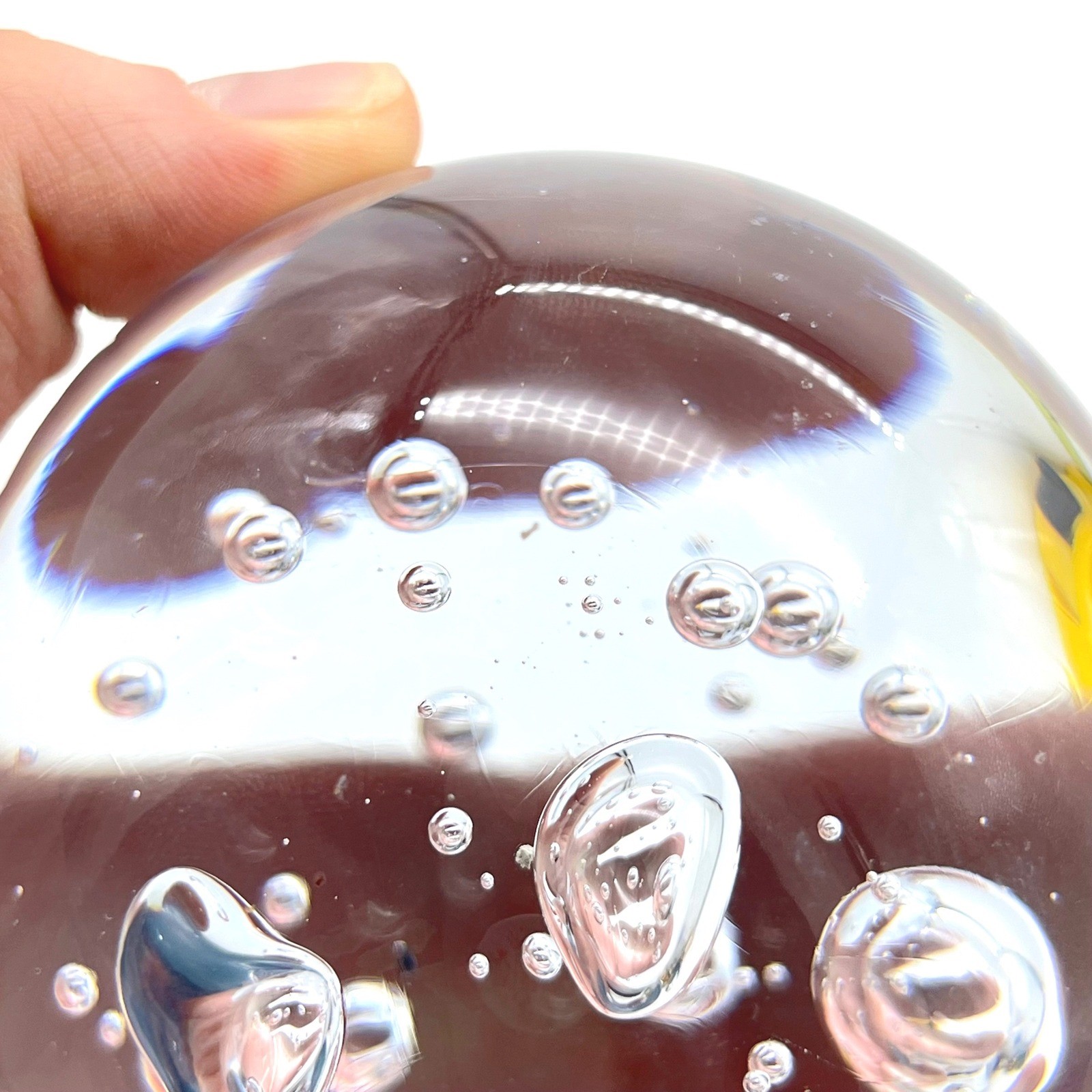 Vintage Clear Controlled Bubble Art Glass Paperweight 3 Inch Spherical Orb