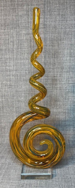 Art Glass Sculpture Orange Hand Blown Glass Twist Swirl Murano Art Glass Style