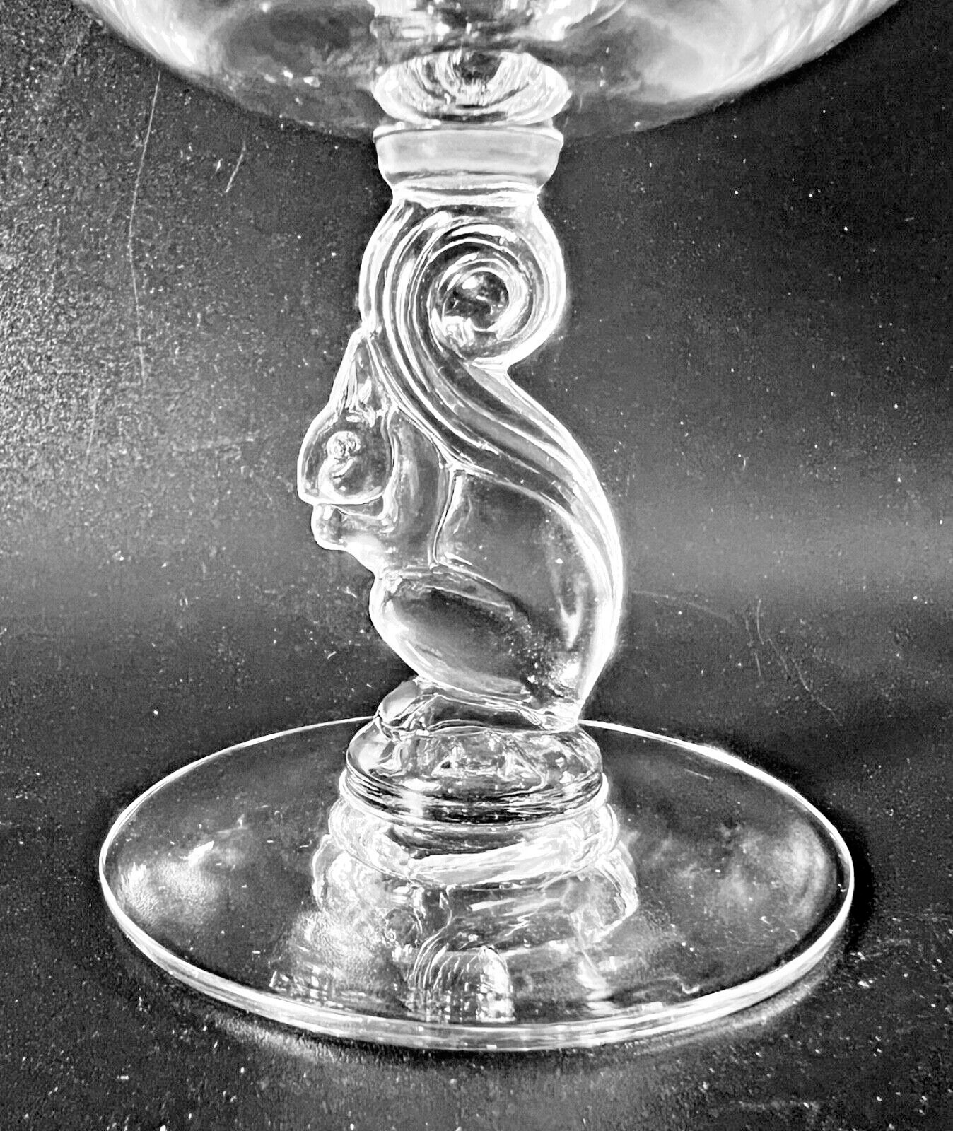 Libbey Silhouette Clear Squirrel Stem Glass VIOLET VASE 5 3/8 Inches Scarce