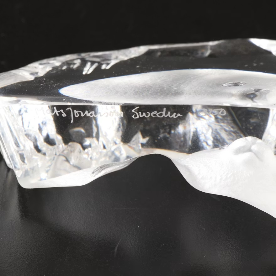 Mats Jonasson Lead Crystal Baby Seal Paperweight Sculpture Sweden