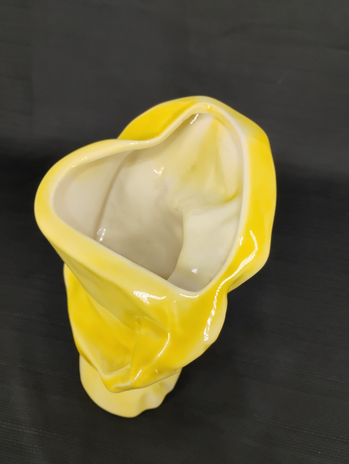 Vintage Lady Head Vase Yellow Hat Gold Trim Ceramic Planter Japan Style Bust
