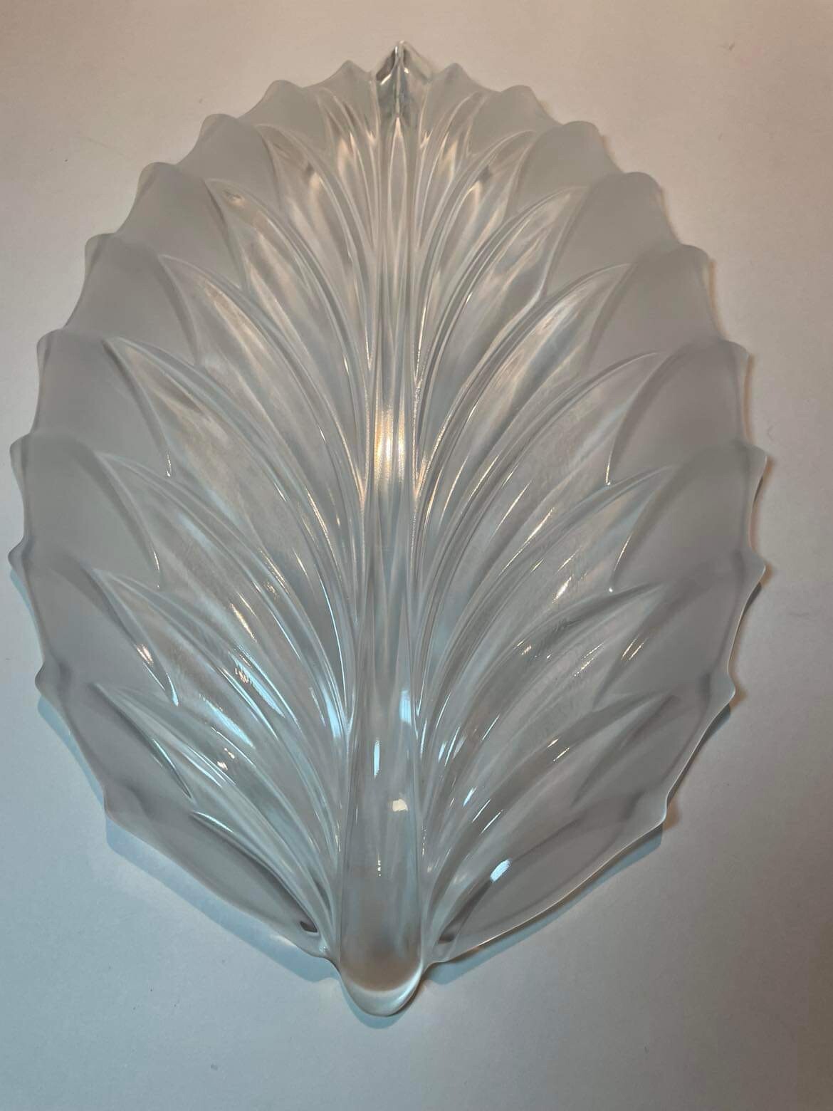 Vintage Mikasa Frosted Walther Glass, Crystal Leaf Platter 11.5” See Pics