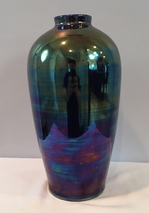 Rare Antique Iridescent Porcelain 11″ Vase Signed On Bottom Made In England