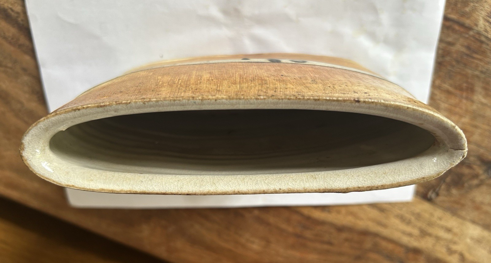 Sam Taylor Pottery Ceramic Narrow Oval Vase / Vessel Fish On Both Sides