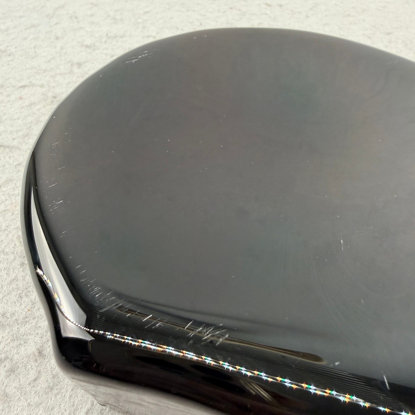 Blenko 2018 Art Glass Disc Bookend Deep Purple/Ebony? Signed