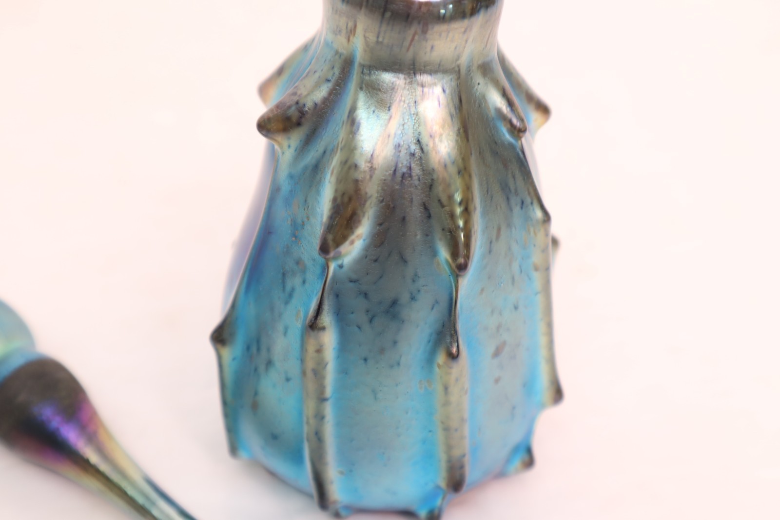 Blue Luster Studio Art Glass Perfume Bottle Saul Alcaraz Iridescent DRIP Design