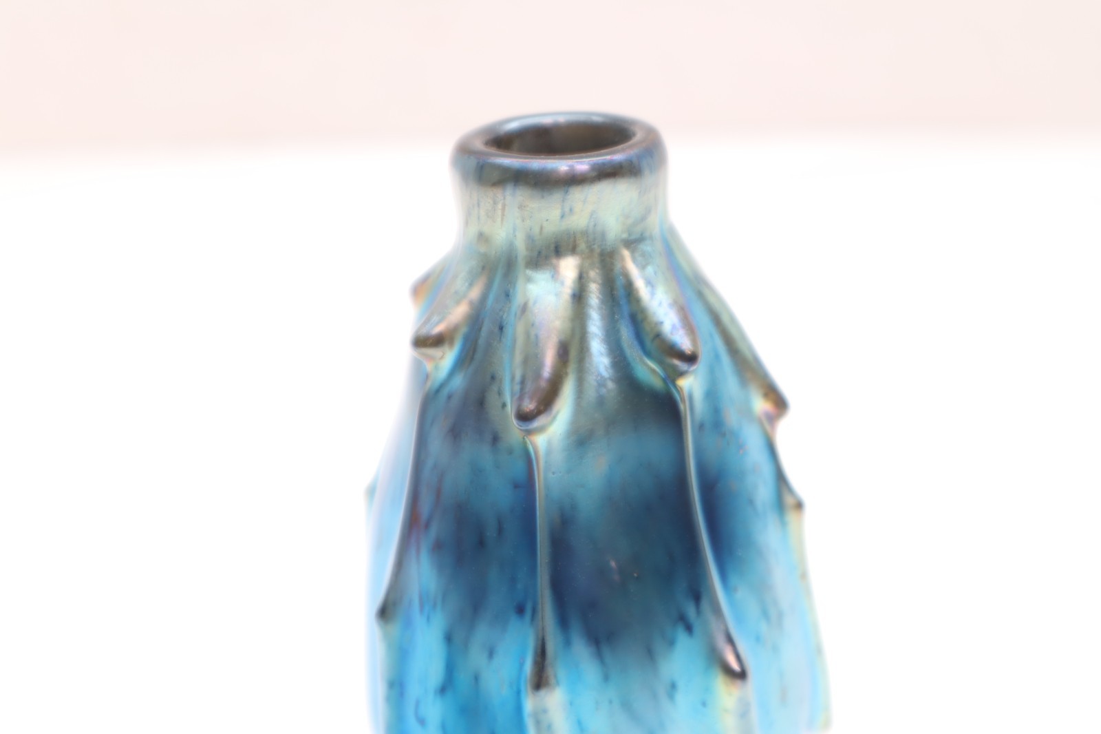 Blue Luster Studio Art Glass Perfume Bottle Saul Alcaraz Iridescent DRIP Design