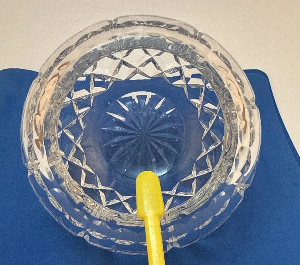 Lead Crystal 5” Rose Bowl Pineapple Cut Great Vintage Condition Beautiful!