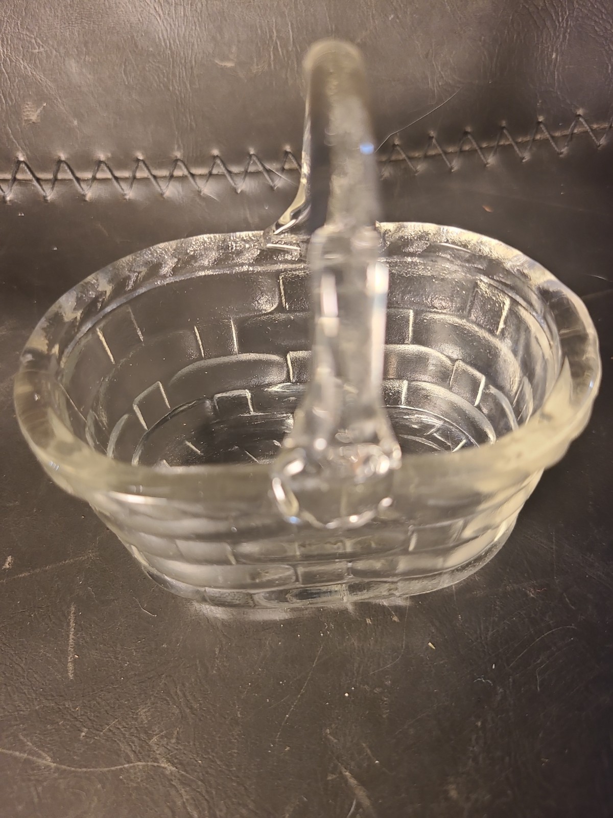 Crystal Cut Picnic Basket Trinket Or Display Piece 2 X 3.50