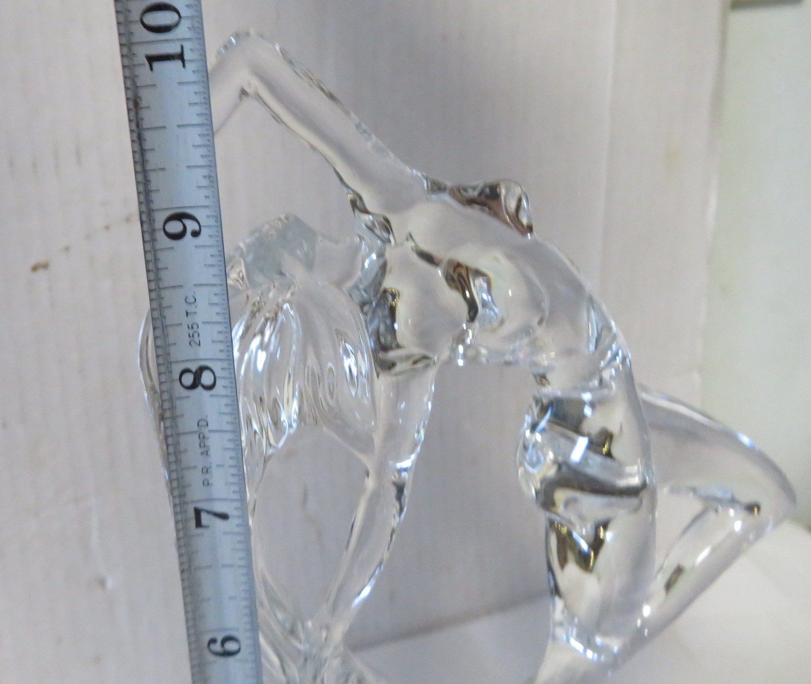 Art Deco Style Clear Glass Nude Dancer Figurine Sculpture Stepped Base Female
