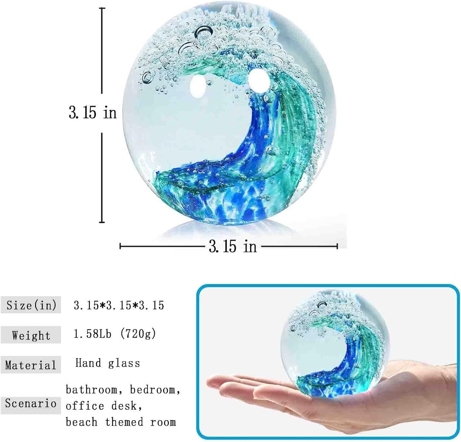 Ocean Lovers Crystal Ball Hand Blown Glass Sphere Paperweight Gift Decor