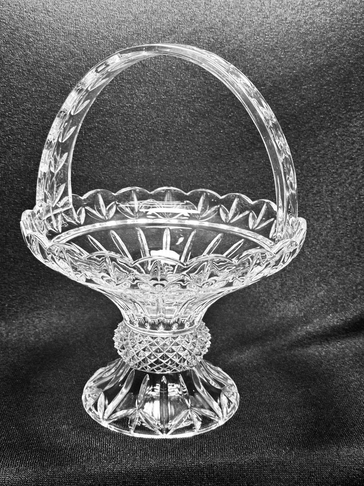 Vntg Shannon Godinger Lead Crystal Glass Basket With Handle