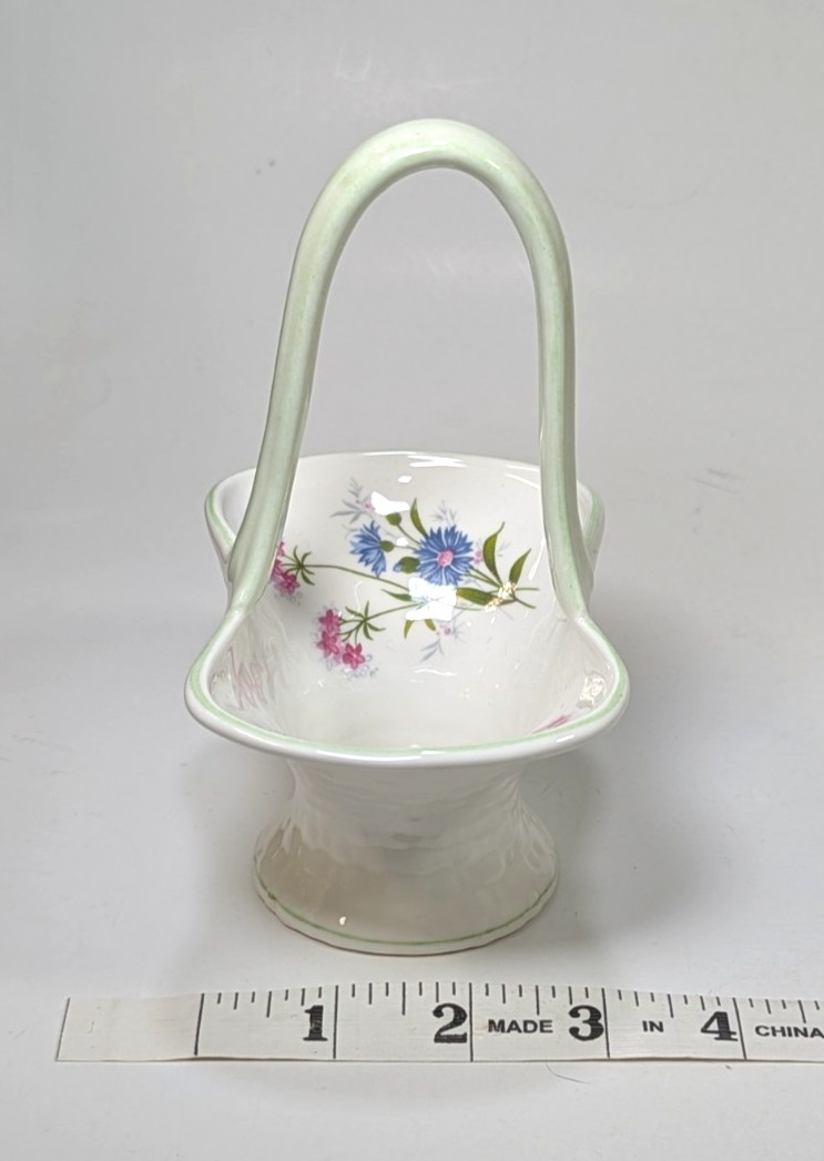Crown Staffordshire England “Wild Flowers” Basket – Fine Bone Porcelain China