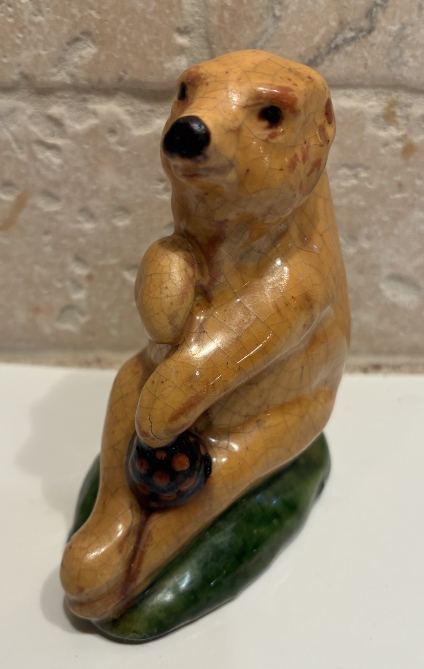 Vintage Mary Spellmire Shooner Folk Art Bear Figurine Redware Clay Pottery