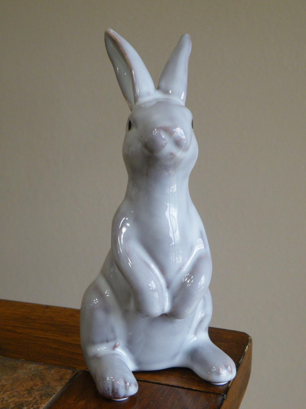 Vintage STANDING Glazed POTTERY Bunny Rabbit FIGURINE 7″ TALL Quality FREE SHIP