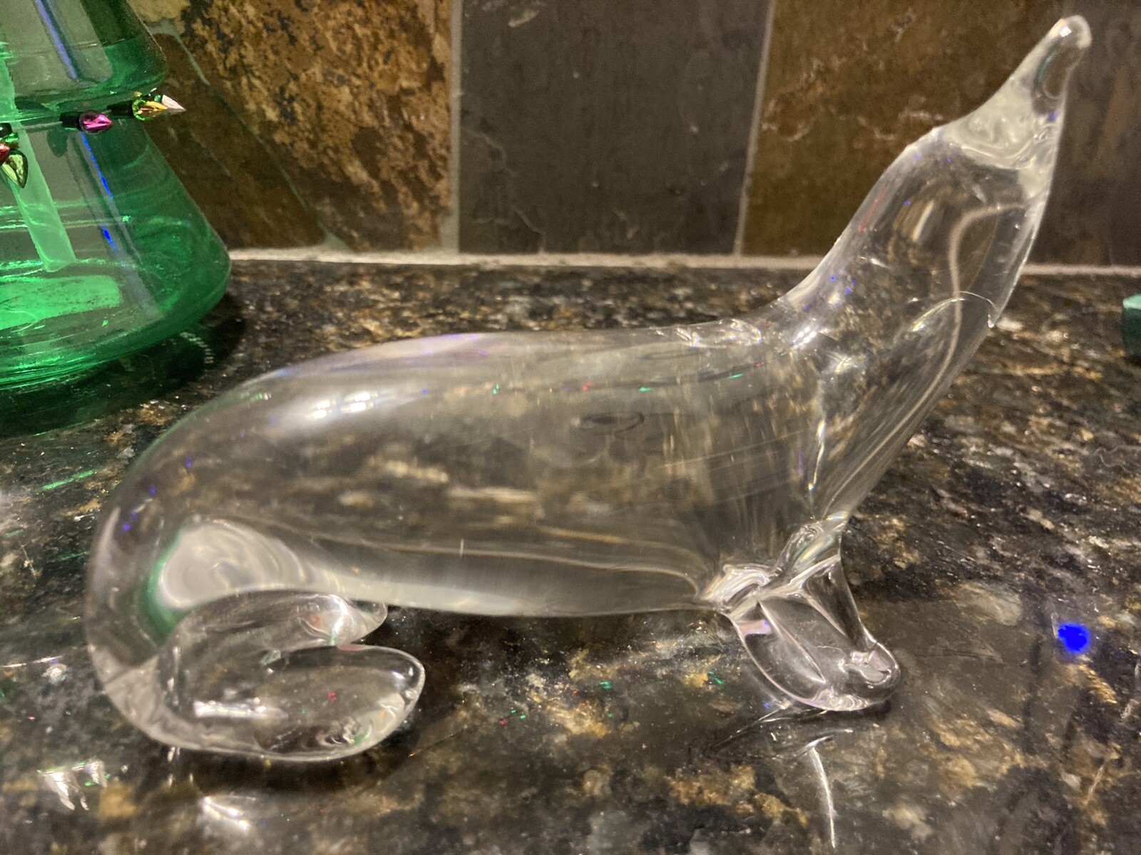 Art Glass Crystal Seal Figurine Pristine Condition 5” x 3.5” Tall