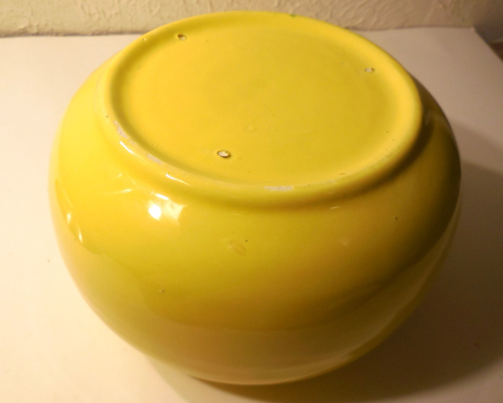 Yellow Glaze Brush Wash Vase or Planter 3 1/2″ High, 5 1/2″ Wide CA Pottery?