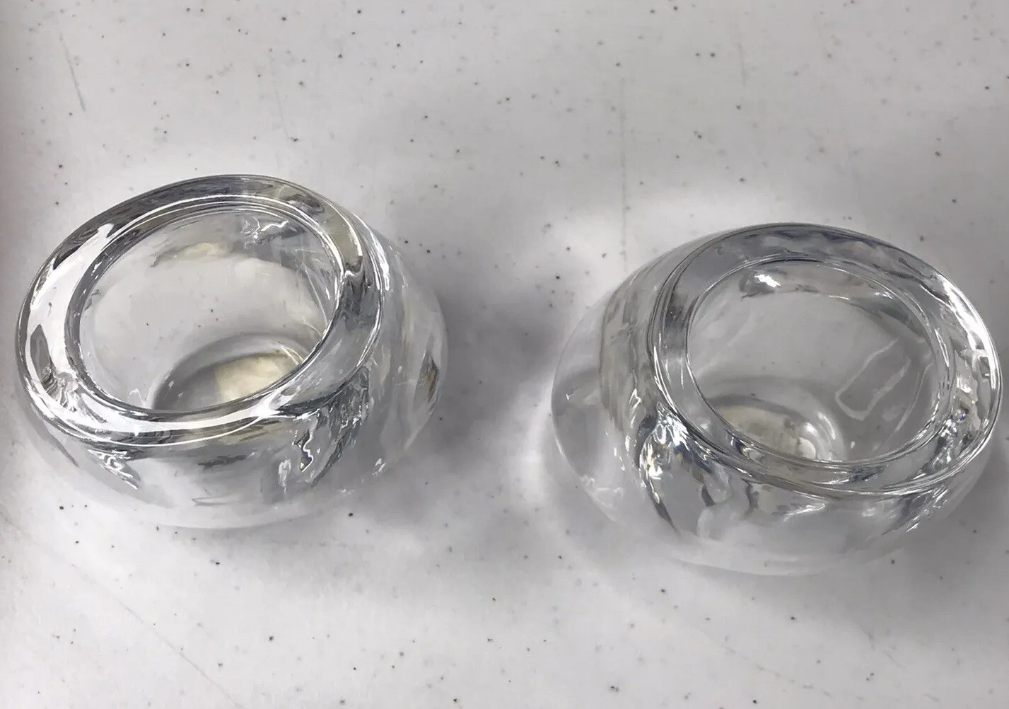 Mid Century Modern Small Heavy Crystal Art Glass Vase Paperweight Minimalist
