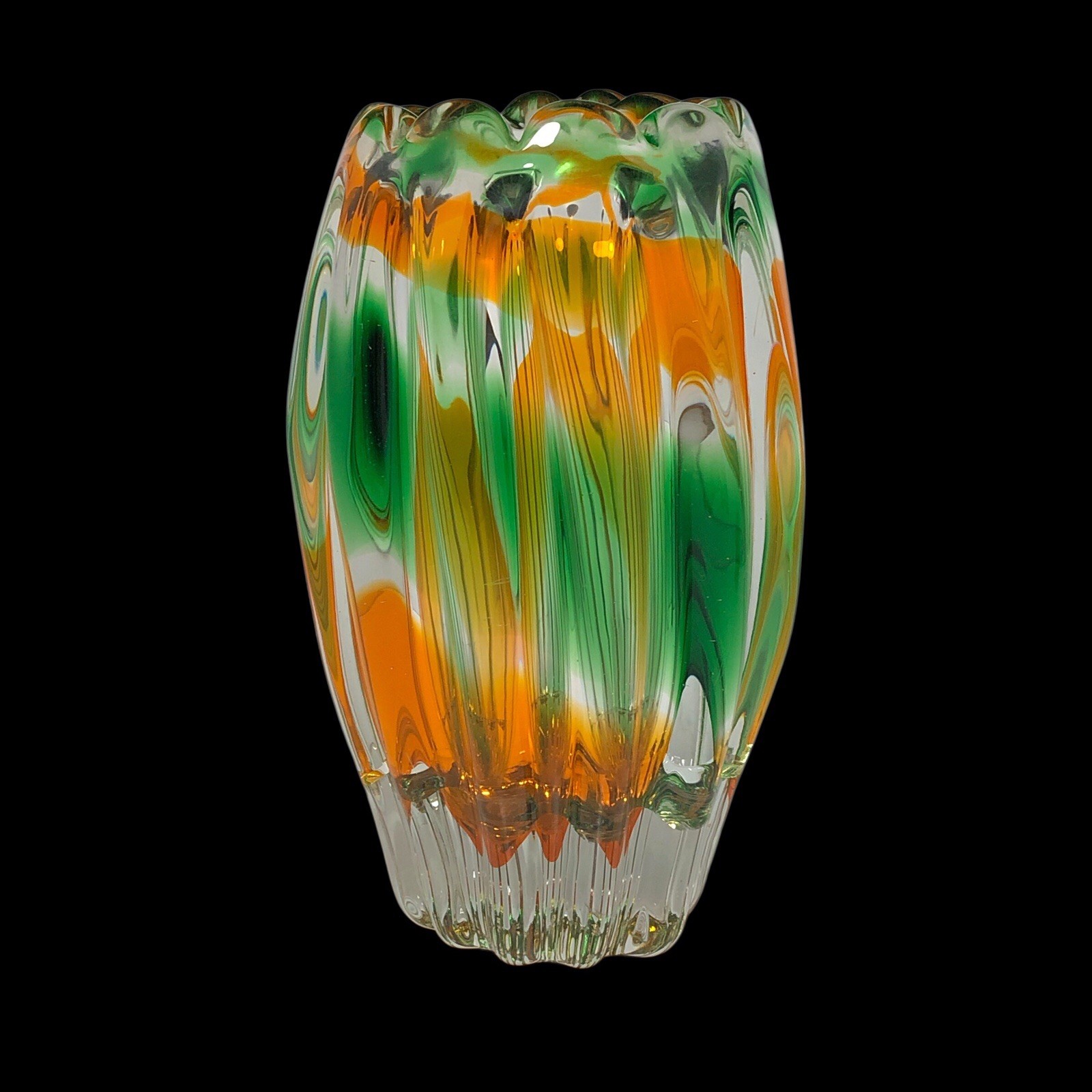 Vintage Mid Century Modern 1960s Sanyu Japan Art Glass Narumi Fantasy Vase NM