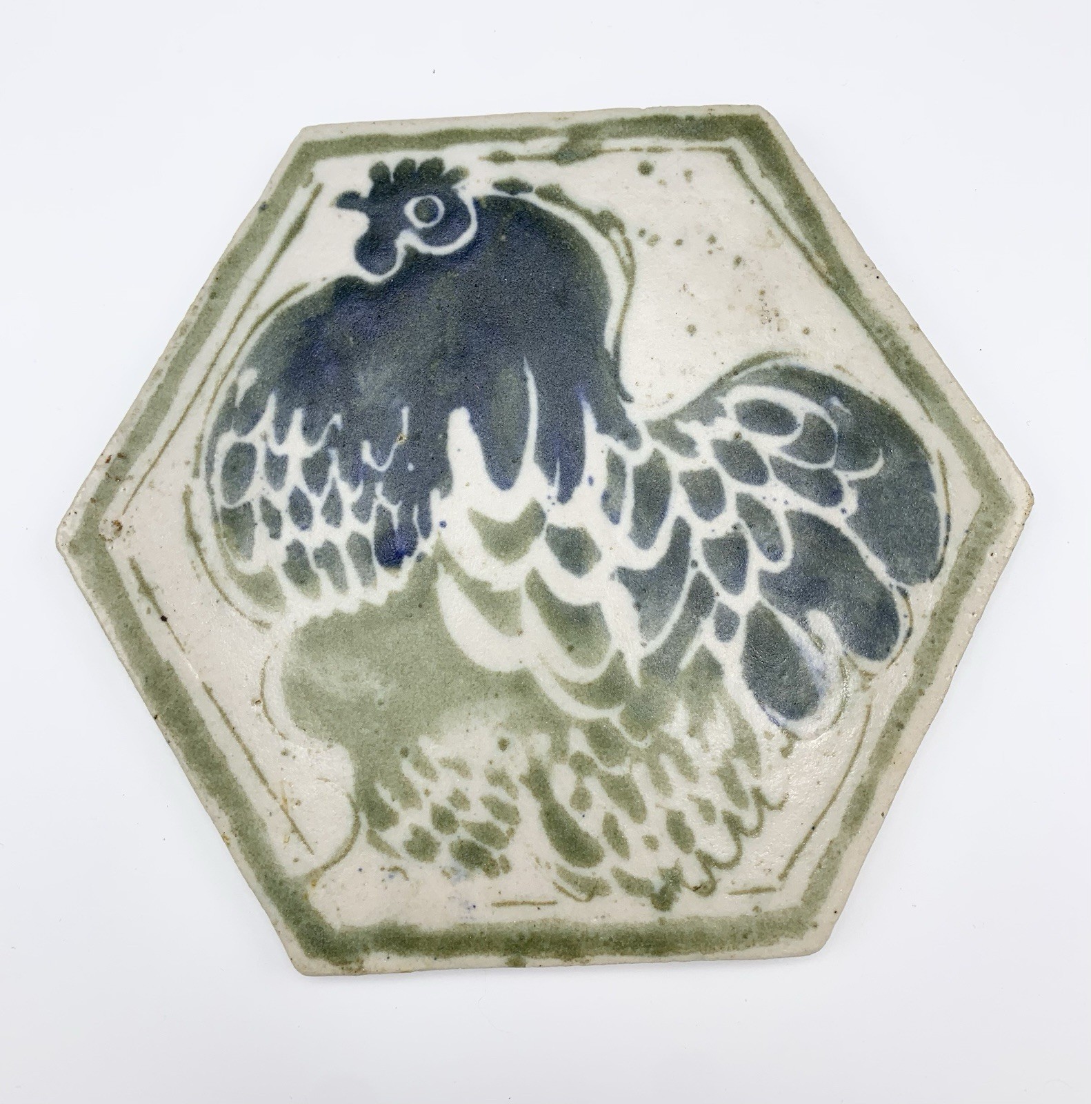 Jean-Claude de Crousaz Arpot Workshop Studio Art Stoneware Tile Trivet Rooster