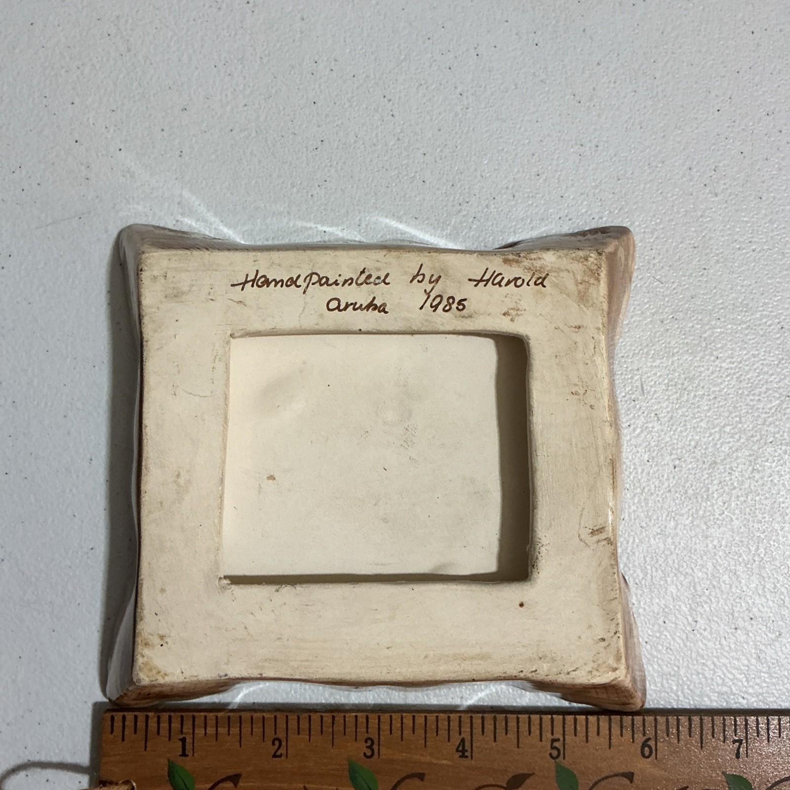 Aruba 1985 Divi-Divi Tree Hand Painted Ceramic By Harold Framed Tile One Piece
