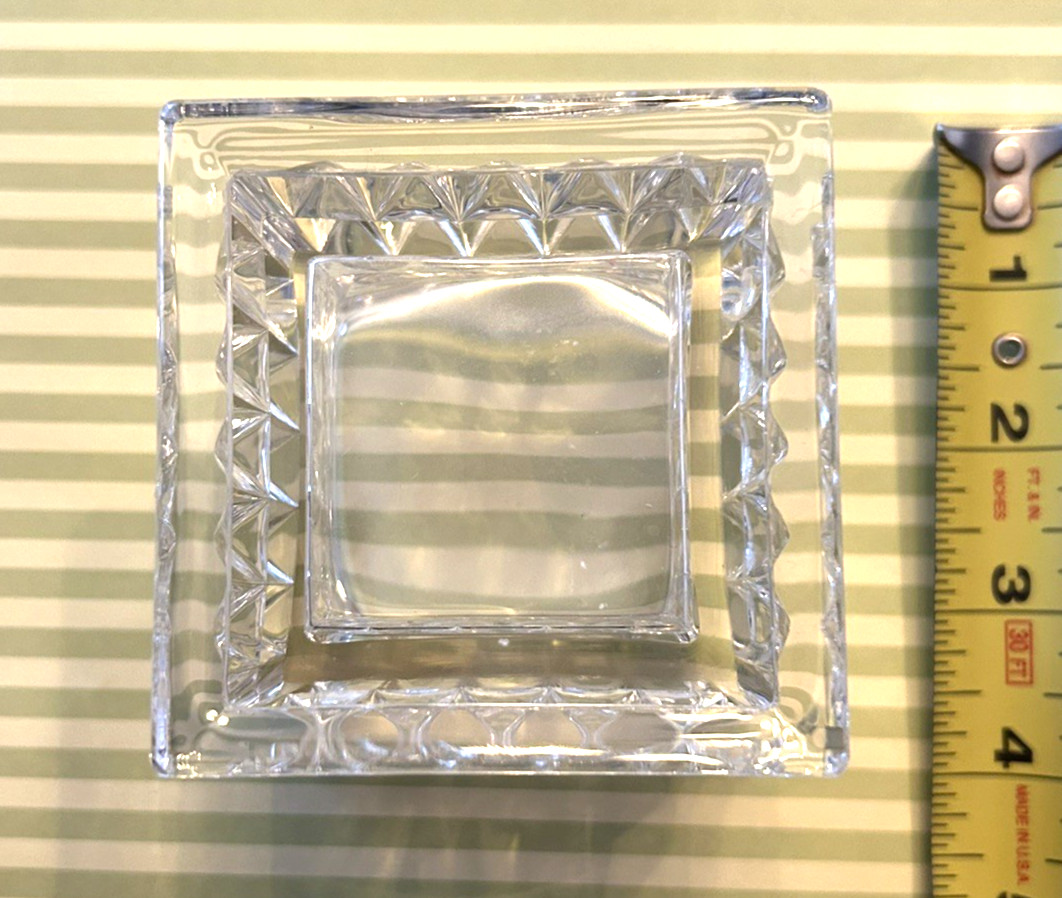 WATERFORD Marquis Crystal Cut Paradoux 3” Candle Votive Holder Square EUC