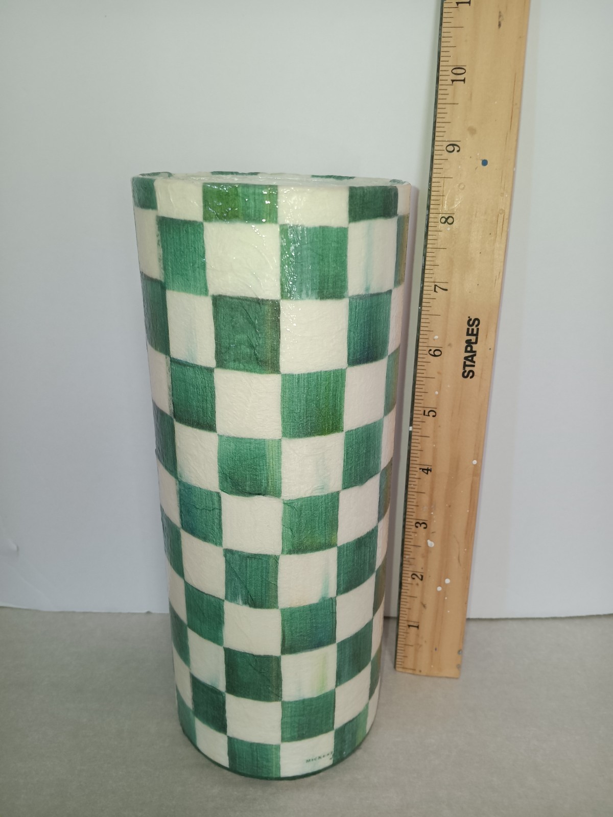 RESERVED FOR LADYKADIVA EMERALD GLASS 8 1/2 ” VASE, MADE BY ME