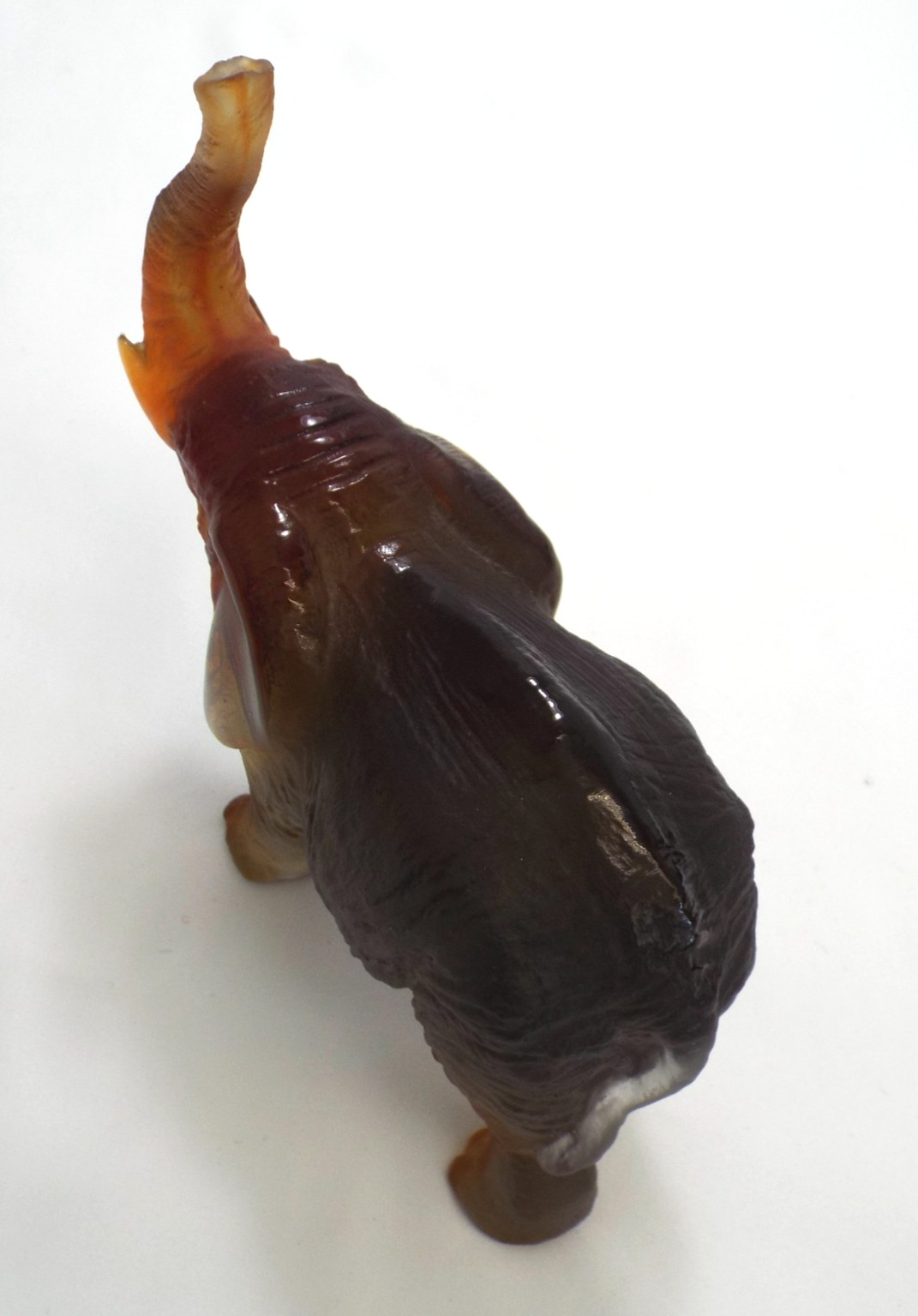 Daum Pate De Verre Glass Small Elephant Figurine 3238 in Box Leroy Amber Green