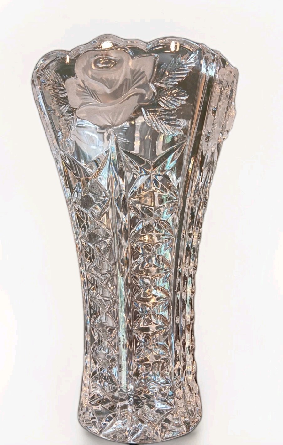 Vintage Anna Hutte Bleikristall Lead Crystal Vase made in Germany 7.5” Tall
