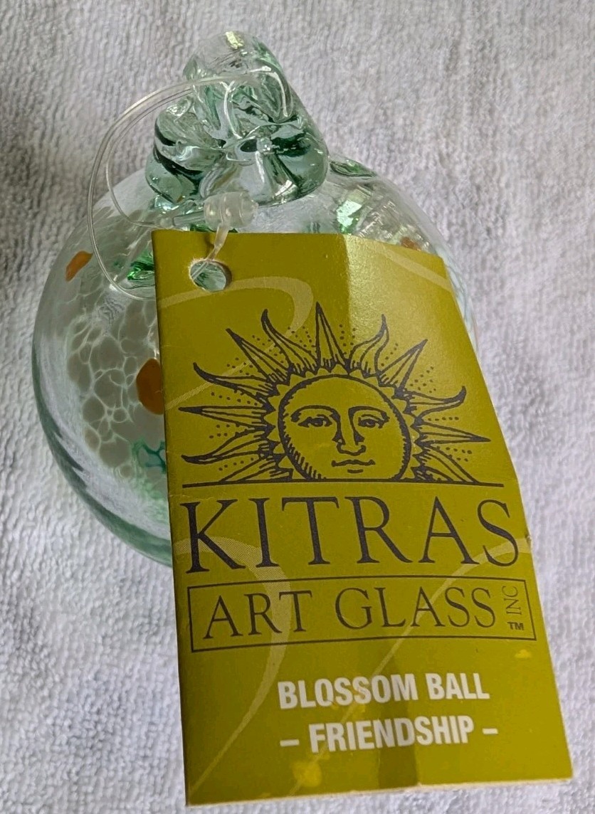 Kitras Art Glass BLOSSOM Ball Friendship Hand Blown Window Ornament Sun Catcher