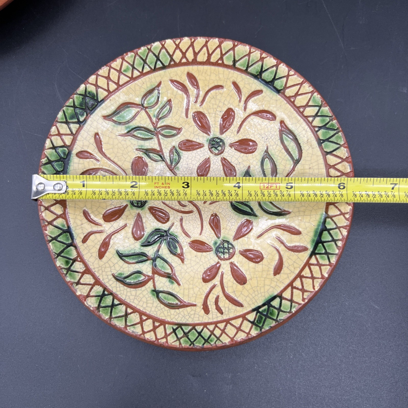 Set of 2 Turtle Creek Potters Redware Folk Art Pottery 6 1/4″ Plate Dish 2002