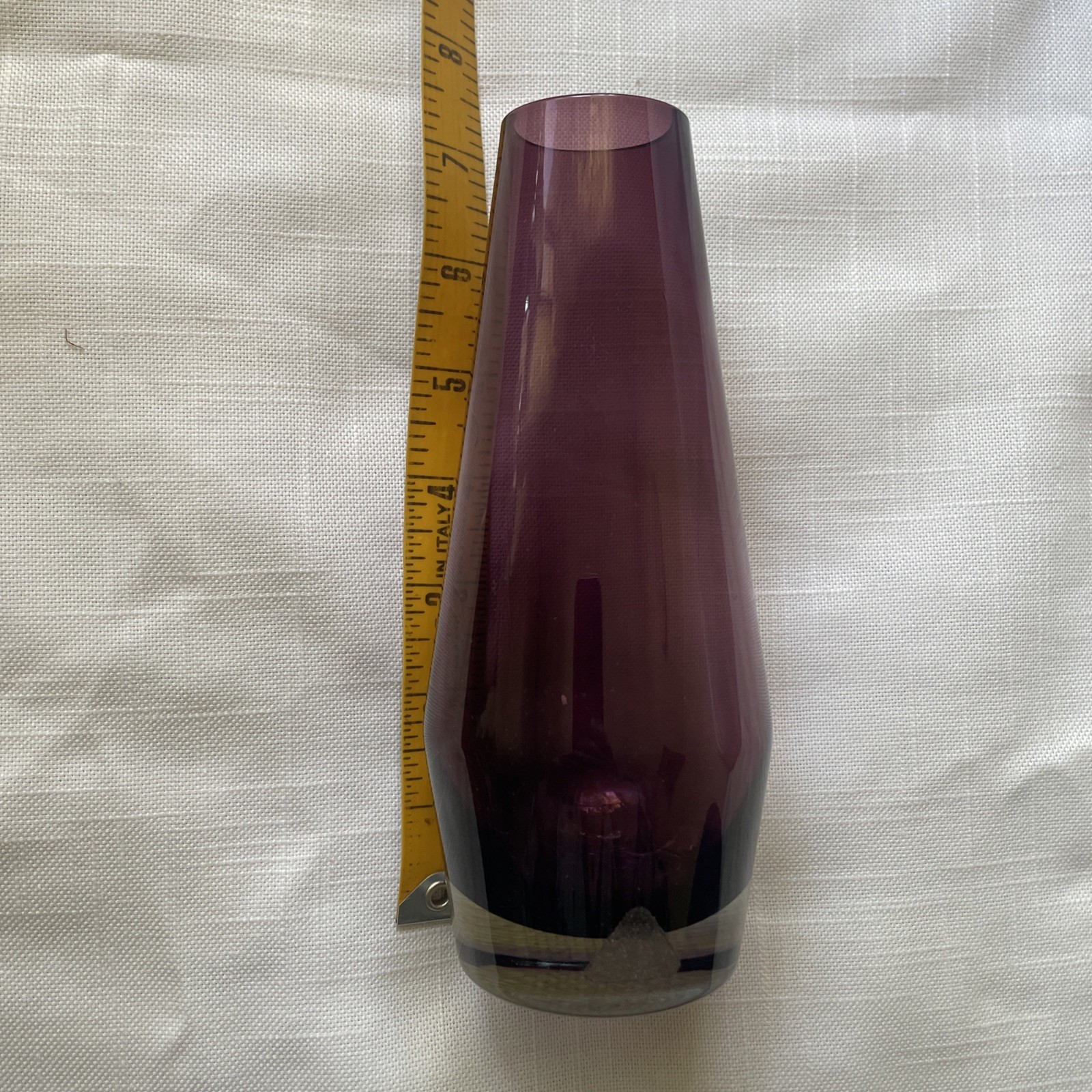 Vtg Plum Violet Glass MCM Finland Vase Tapered Riihimaki Riihimäen No Sticker